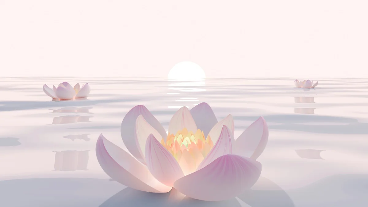 Fleur de lotus lumineuse posée sur une eau calme - illustration de l'article La puissance de la gratitude dans votre pratique de coaching