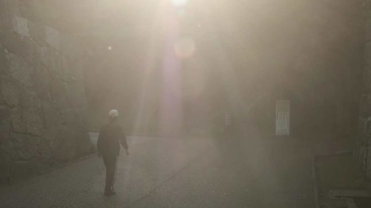 Randonneur avançant vers le soleil levant - illustration de l'article Les femmes rêvent de reconversion professionnelle entre 30 et 50 ans